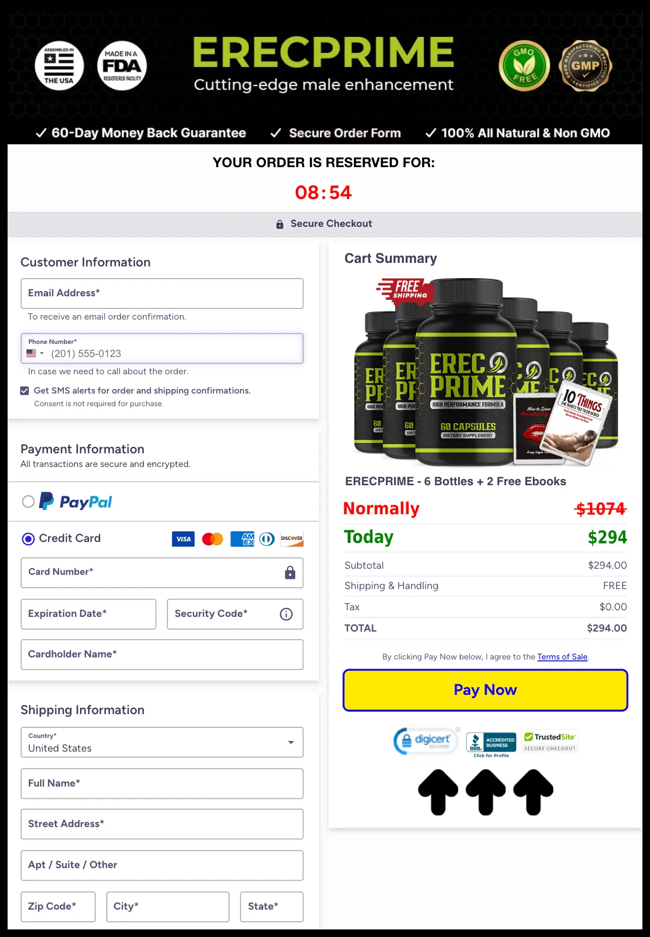 ErecPrime Official Website Secure Order Page